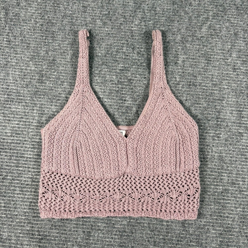 Hollister Crochet Bralette Top Women XS Mauve Excellent Boho Knit Cropped